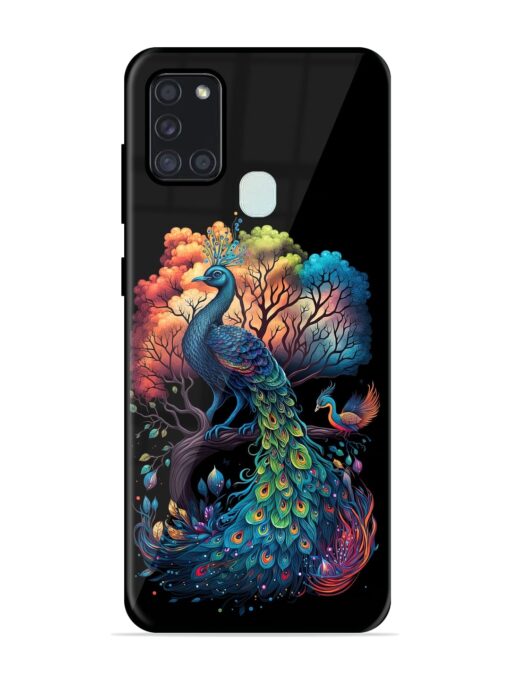 Peacock Tree Art Glossy Metal Phone Cover for Samsung Galaxy A21S Zapvi