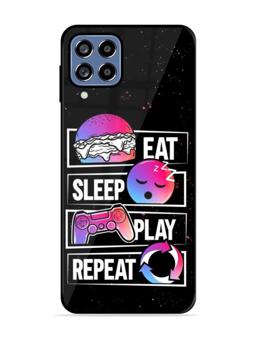 Eat Sleep Play Repeat Glossy Metal Phone Cover for Samsung Galaxy A22 (4G)