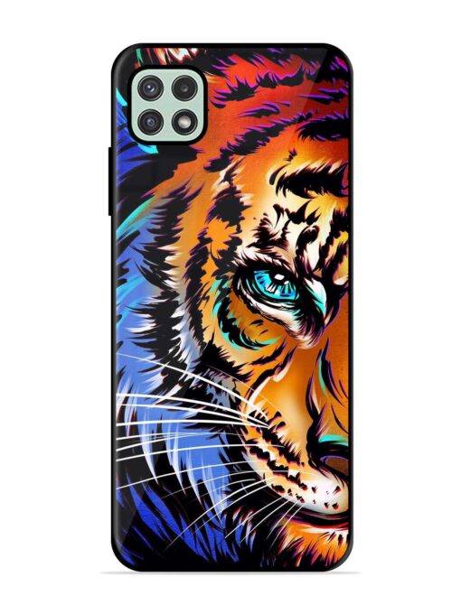 Colorful Lion Art Glossy Metal Phone Cover for Samsung Galaxy A22 (5G) Zapvi