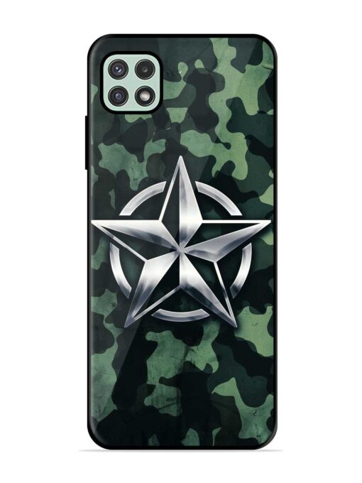 Indian Army Star Design Glossy Metal Phone Cover for Samsung Galaxy A22 (5G) Zapvi