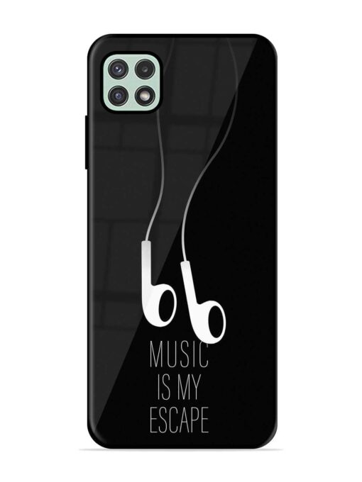 Music Is My Escape Glossy Metal Phone Cover for Samsung Galaxy A22 (5G) Zapvi