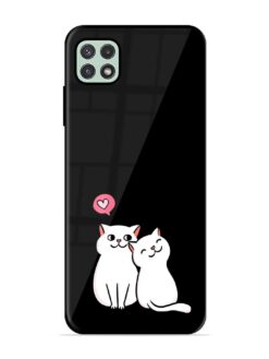 Cat Love Glossy Metal Phone Cover for Samsung Galaxy A22 (5G)