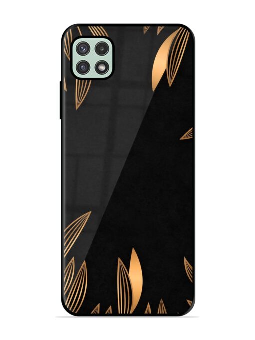 Golden Leaf Pattern Glossy Metal Phone Cover for Samsung Galaxy A22 (5G) Zapvi