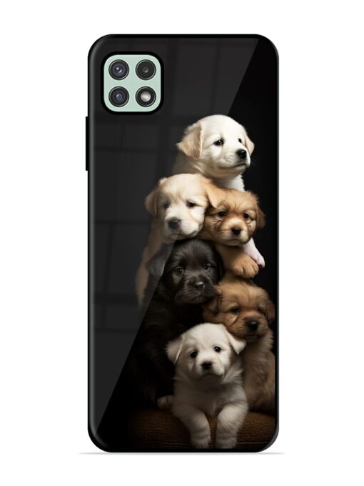 Cute Baby Dogs Glossy Metal Phone Cover for Samsung Galaxy A22 (5G) Zapvi