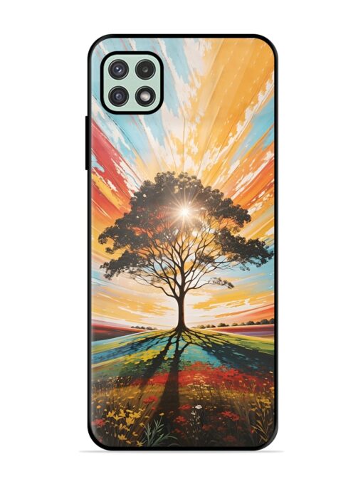 Abstract Tree Colorful Art Glossy Metal Phone Cover for Samsung Galaxy A22 (5G) Zapvi