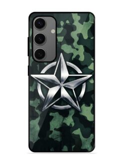 Indian Army Star Design Glossy Metal Phone Cover for Samsung Galaxy A25 (5G)