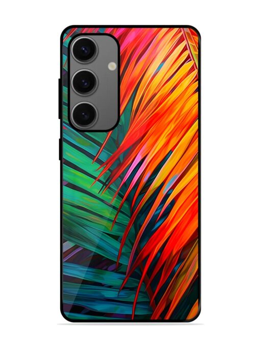 Painted Tropical Leaves Glossy Metal Phone Cover for Samsung Galaxy A25 (5G)