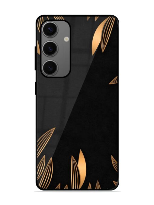 Golden Leaf Pattern Glossy Metal Phone Cover for Samsung Galaxy A25 (5G) Zapvi