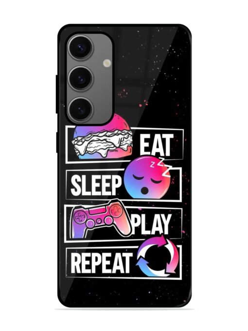 Eat Sleep Play Repeat Glossy Metal Phone Cover for Samsung Galaxy A25 (5G)