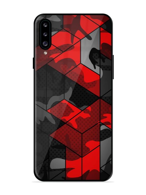 Royal Red Camouflage Pattern Glossy Metal Phone Cover for Samsung Galaxy A30S Zapvi