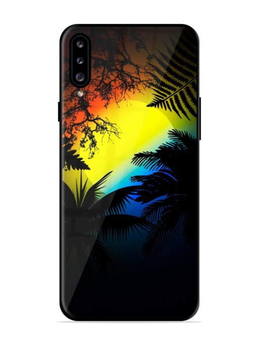 Colorful Sunset With Palm Trees Glossy Metal Phone Cover for Samsung Galaxy A30S Zapvi