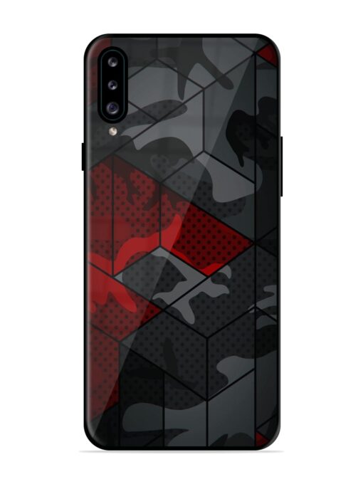 Red And Grey Pattern Glossy Metal Phone Cover for Samsung Galaxy A30S Zapvi