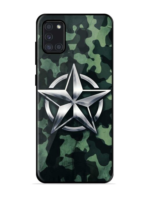 Indian Army Star Design Glossy Metal Phone Cover for Samsung Galaxy A31