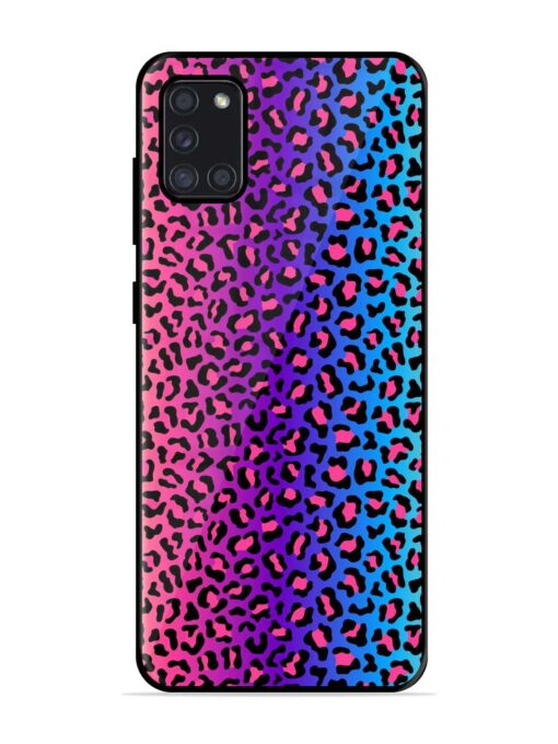 Colorful Leopard Seamless Glossy Metal Phone Cover for Samsung Galaxy A31 Zapvi