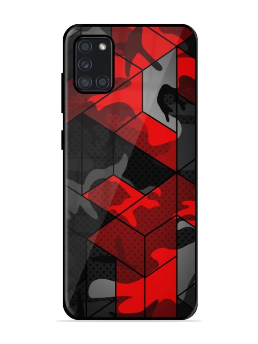 Royal Red Camouflage Pattern Glossy Metal Phone Cover for Samsung Galaxy A31 Zapvi