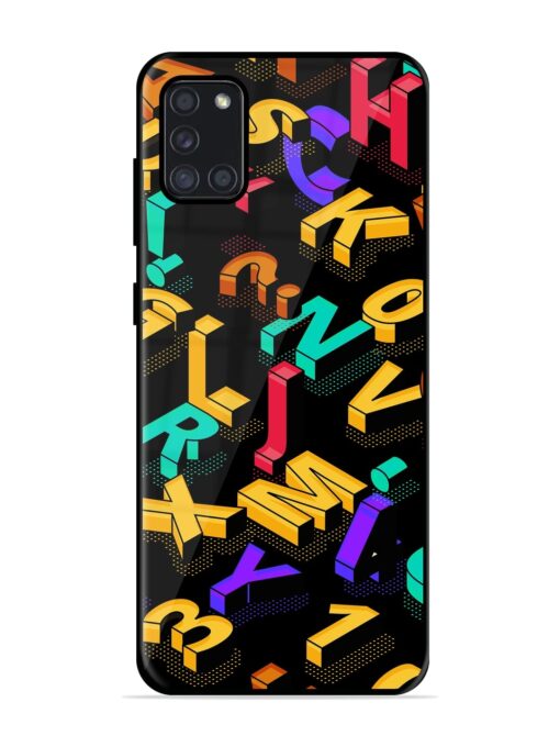 Seamless Pattern With Letters Glossy Metal Phone Cover for Samsung Galaxy A31 Zapvi