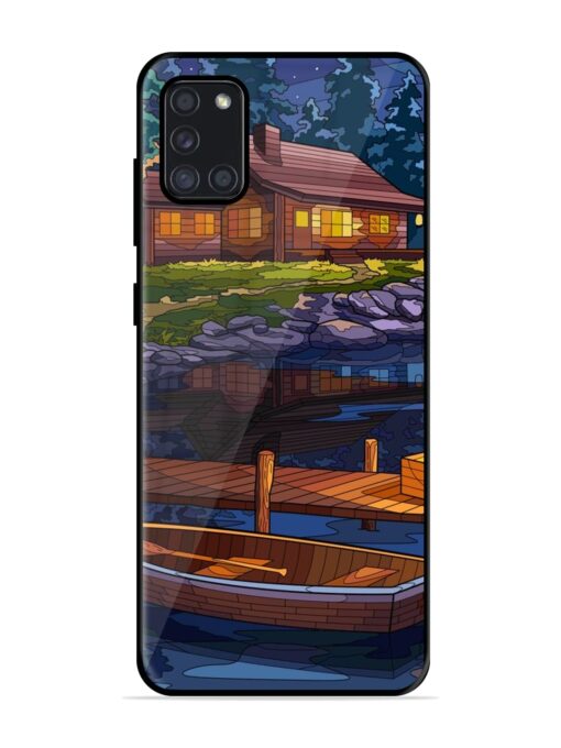 Village Night Scene Glossy Metal Phone Cover for Samsung Galaxy A31 Zapvi