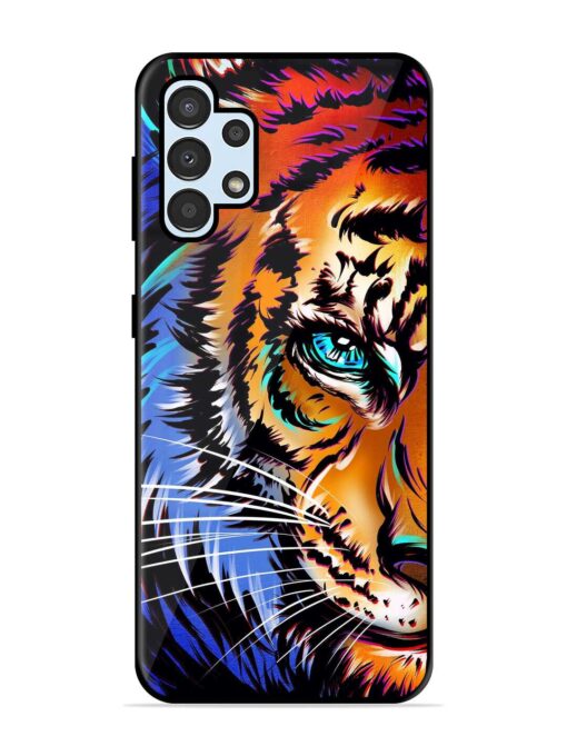 Colorful Lion Art Glossy Metal Phone Cover for Samsung Galaxy A32 (4G) Zapvi