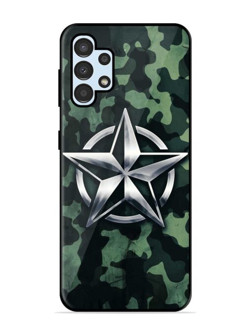 Indian Army Star Design Glossy Metal Phone Cover for Samsung Galaxy A32 (4G) Zapvi