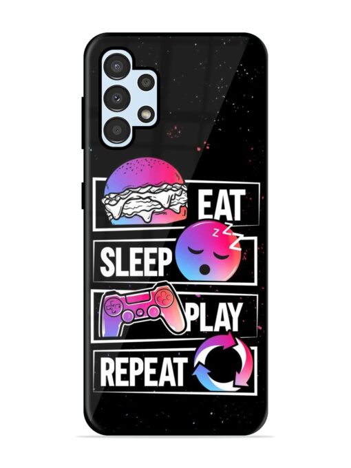 Eat Sleep Play Repeat Glossy Metal Phone Cover for Samsung Galaxy A32 (4G)