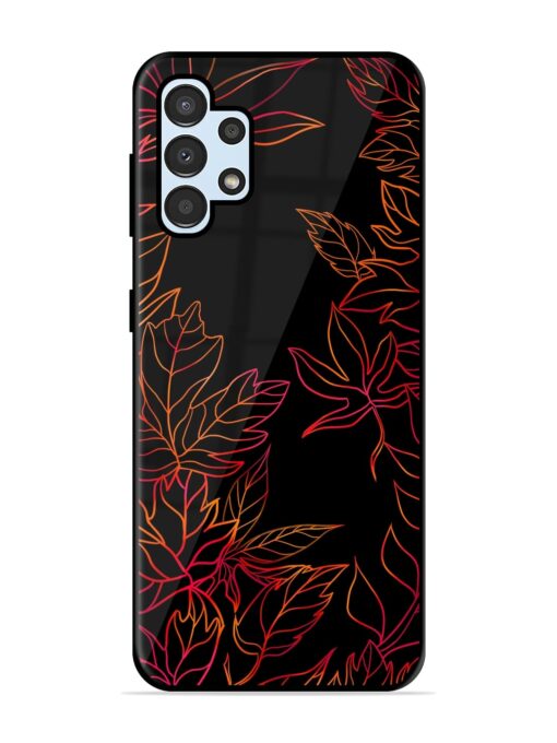 Red Floral Pattern Glossy Metal Phone Cover for Samsung Galaxy A32 (4G) Zapvi