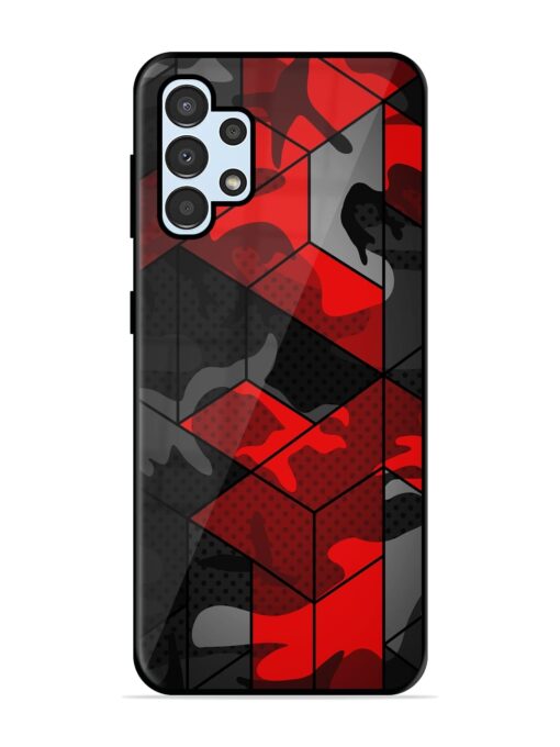 Royal Red Camouflage Pattern Glossy Metal Phone Cover for Samsung Galaxy A32 (4G) Zapvi