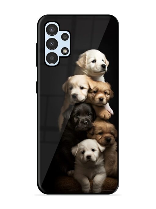 Cute Baby Dogs Glossy Metal Phone Cover for Samsung Galaxy A32 (4G) Zapvi