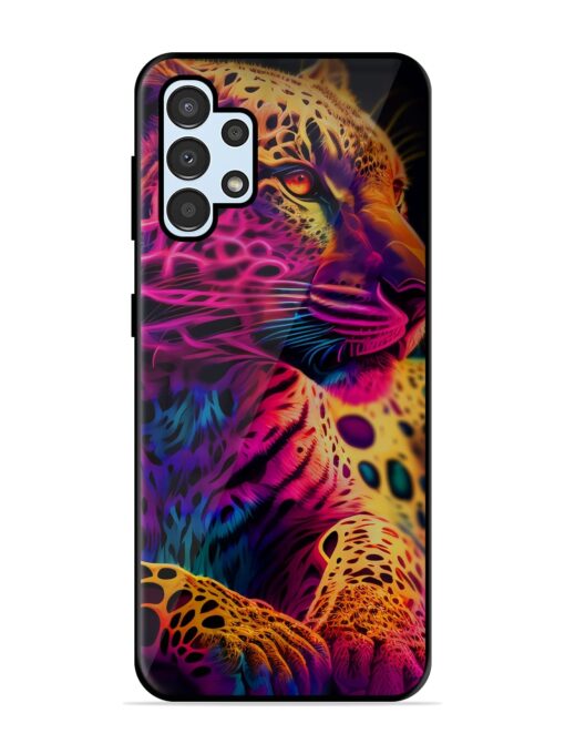 Leopard Art Glossy Metal Phone Cover for Samsung Galaxy A32 (4G)