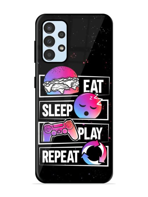 Eat Sleep Play Repeat Glossy Metal Phone Cover for Samsung Galaxy A33 (5G) Zapvi