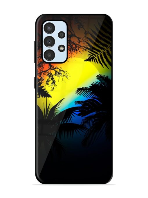 Colorful Sunset With Palm Trees Glossy Metal Phone Cover for Samsung Galaxy A33 (5G) Zapvi