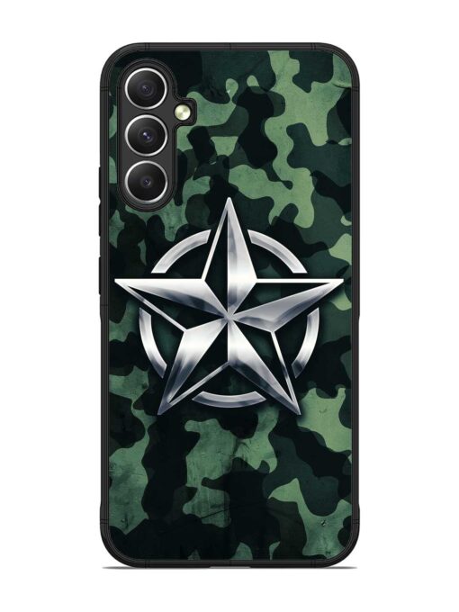 Indian Army Star Design Glossy Metal Phone Cover for Samsung Galaxy A34 (5G)