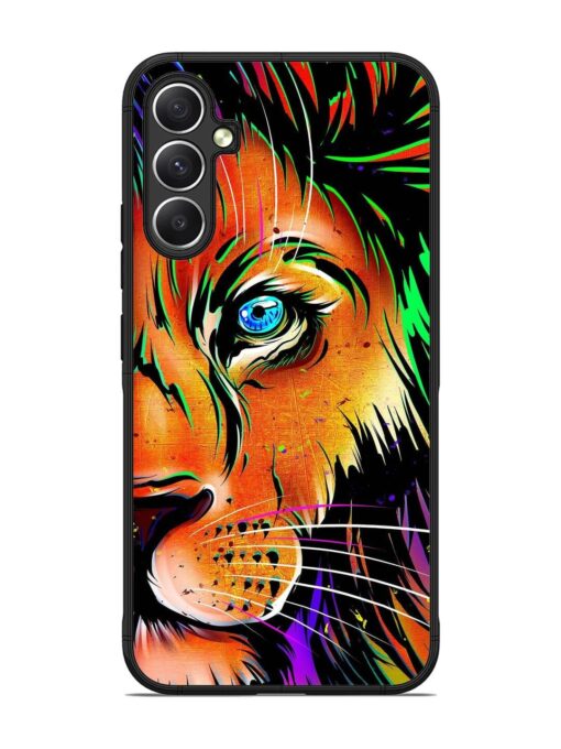 Colorful Lion Design Glossy Metal TPU Phone Cover for Samsung Galaxy A34 (5G)