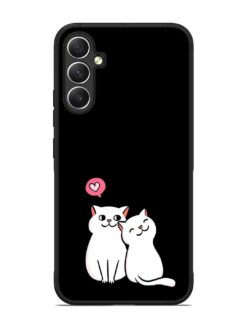 Cat Love Glossy Metal Phone Cover for Samsung Galaxy A34 (5G)