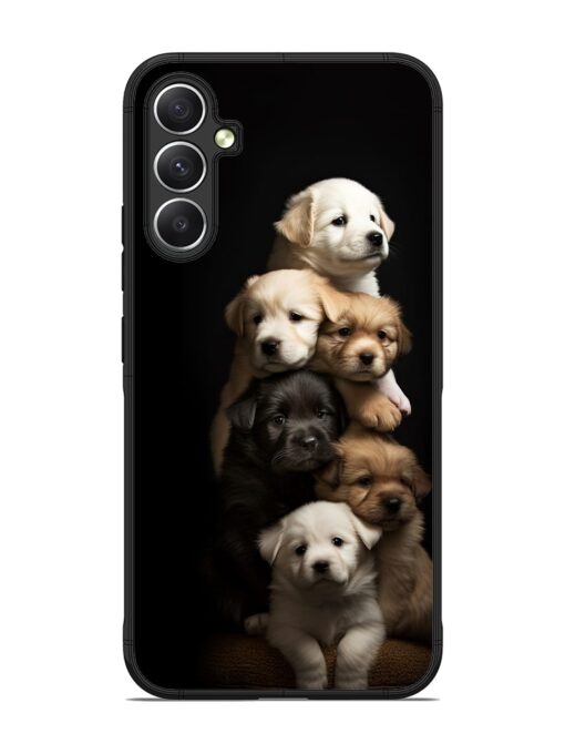 Cute Baby Dogs Glossy Metal Phone Cover for Samsung Galaxy A34 (5G)