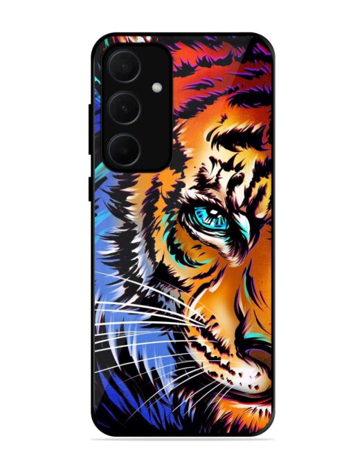 Colorful Lion Art Glossy Metal Phone Cover for Samsung Galaxy A35 (5G)