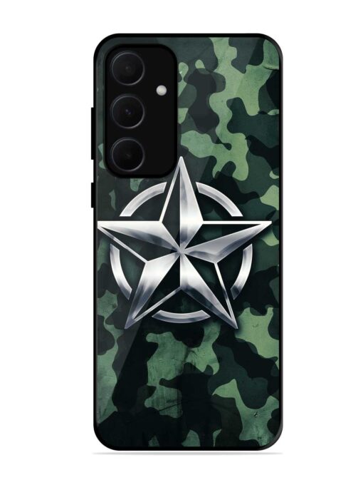 Indian Army Star Design Glossy Metal Phone Cover for Samsung Galaxy A35 (5G)