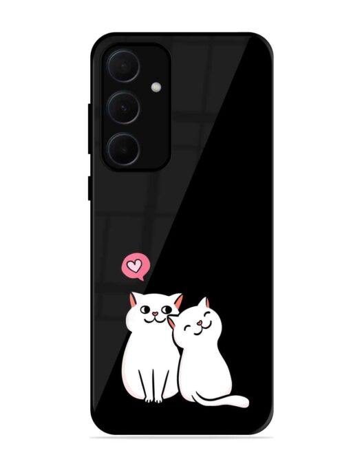 Cat Love Glossy Metal Phone Cover for Samsung Galaxy A35 (5G)