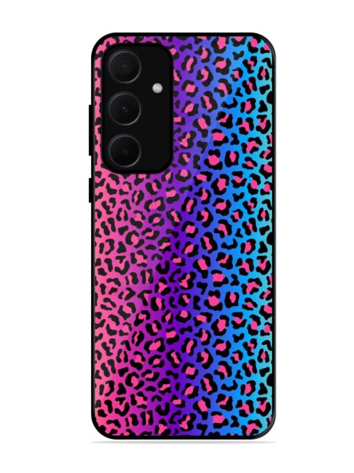 Colorful Leopard Seamless Glossy Metal Phone Cover for Samsung Galaxy A35 (5G)