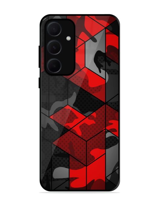 Royal Red Camouflage Pattern Glossy Metal Phone Cover for Samsung Galaxy A35 (5G)