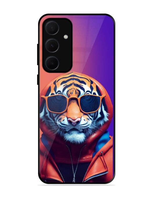 Tiger Animation Glossy Metal Phone Cover for Samsung Galaxy A35 (5G)