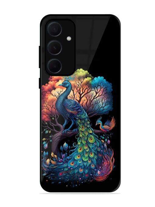 Peacock Tree Art Glossy Metal Phone Cover for Samsung Galaxy A35 (5G) Zapvi