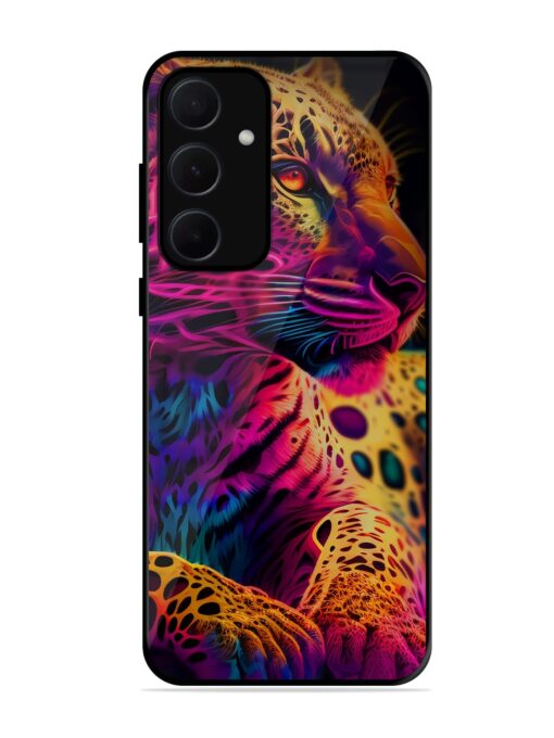 Leopard Art Glossy Metal Phone Cover for Samsung Galaxy A35 (5G)