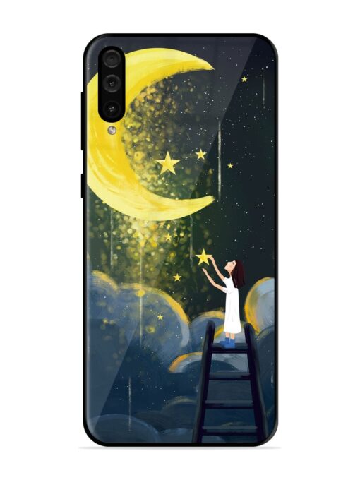 Moonlight Healing Night Illustration Glossy Metal TPU Phone Cover for Samsung Galaxy A50