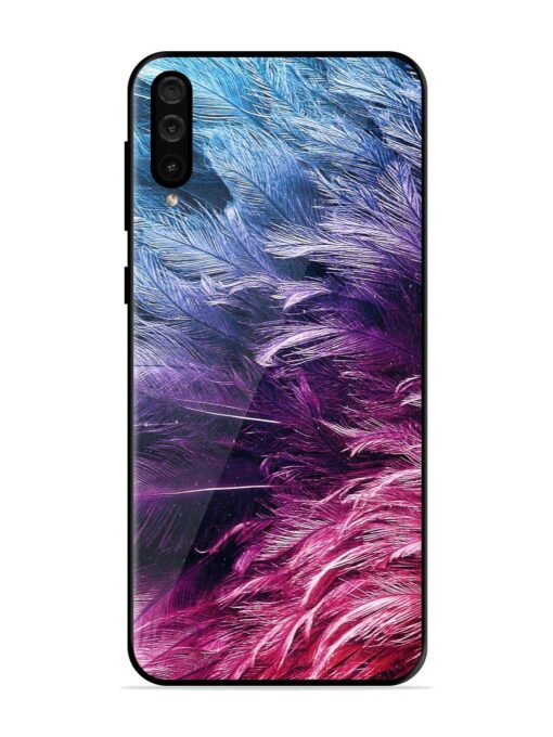 Light Grey Feather Background Glossy Metal Phone Cover for Samsung Galaxy A50