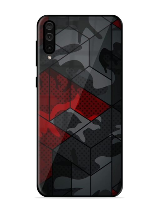 Red And Grey Pattern Glossy Metal Phone Cover for Samsung Galaxy A50