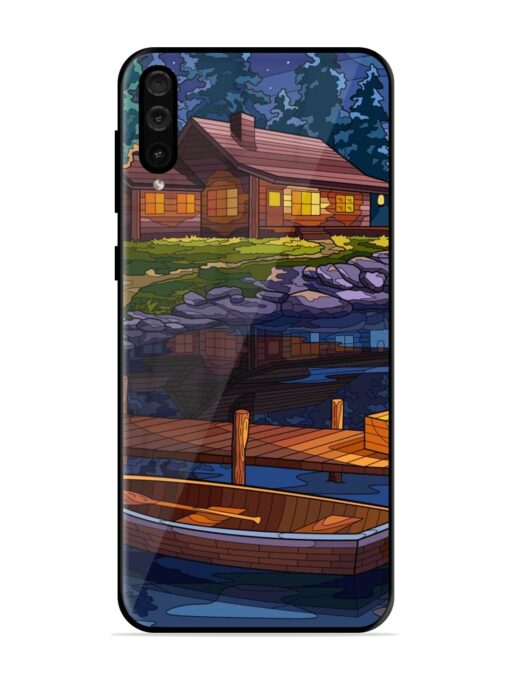 Village Night Scene Glossy Metal Phone Cover for Samsung Galaxy A50