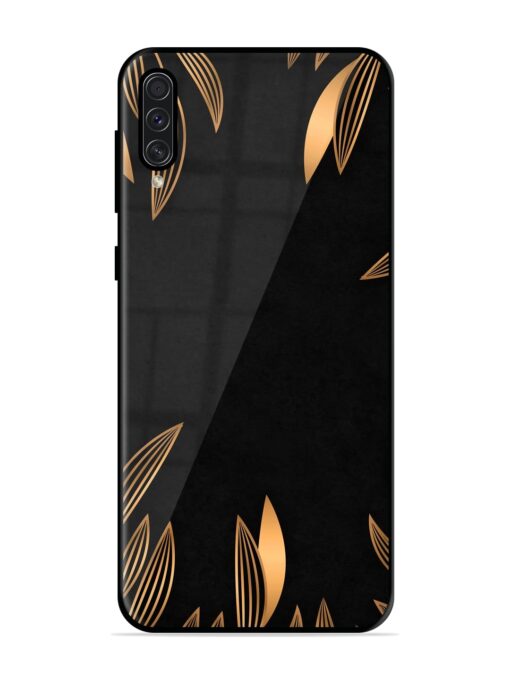 Golden Leaf Pattern Glossy Metal Phone Cover for Samsung Galaxy A50S Zapvi