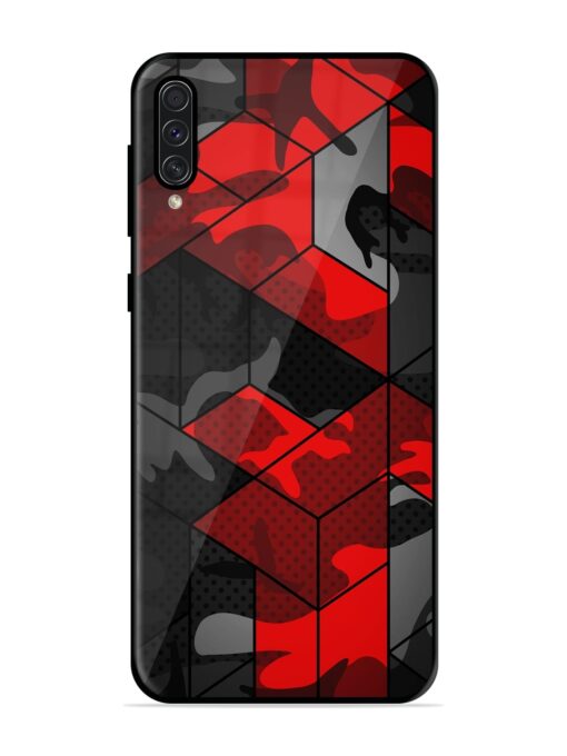 Royal Red Camouflage Pattern Glossy Metal Phone Cover for Samsung Galaxy A50S Zapvi