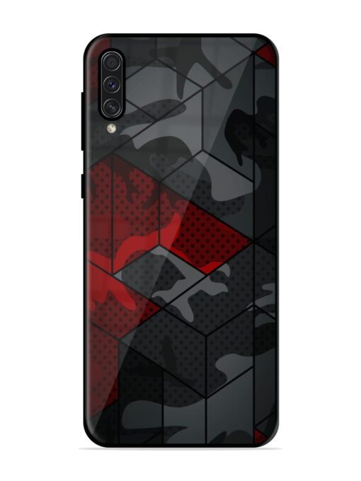 Red And Grey Pattern Glossy Metal Phone Cover for Samsung Galaxy A50S