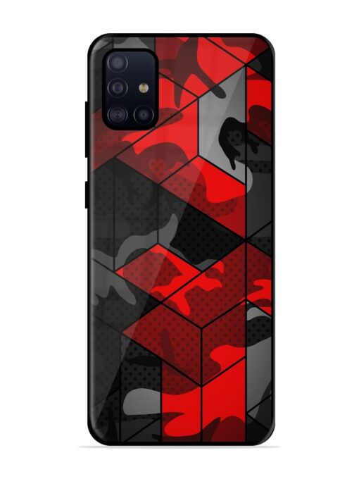 Royal Red Camouflage Pattern Glossy Metal Phone Cover for Samsung Galaxy A51